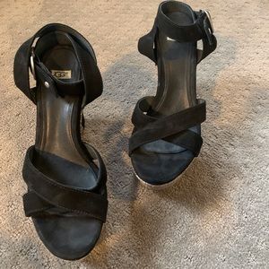 UGG Black wedge sandals 6.5